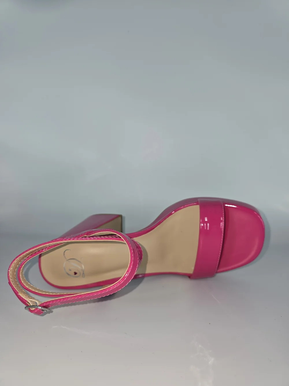Delicious Shoes 'MUFFIN-S' Hot Pink Patent Platform Block Heel Sandals